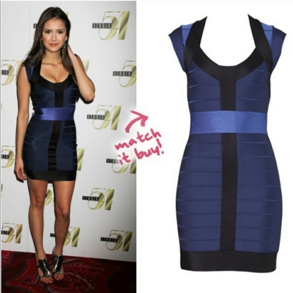 French Connection Black & Blue Mini Dress Sz 4